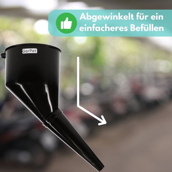 Schwarzer Einfülltrichter für einfacheres Befüllen