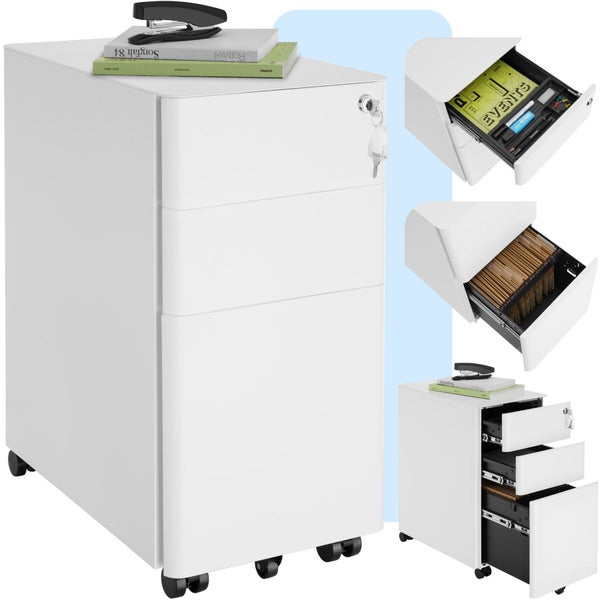 Aktenrollschrank tectake Parvus 30 x 50 x 59,5 cm aus pulverbeschichtetem Stahl weiß