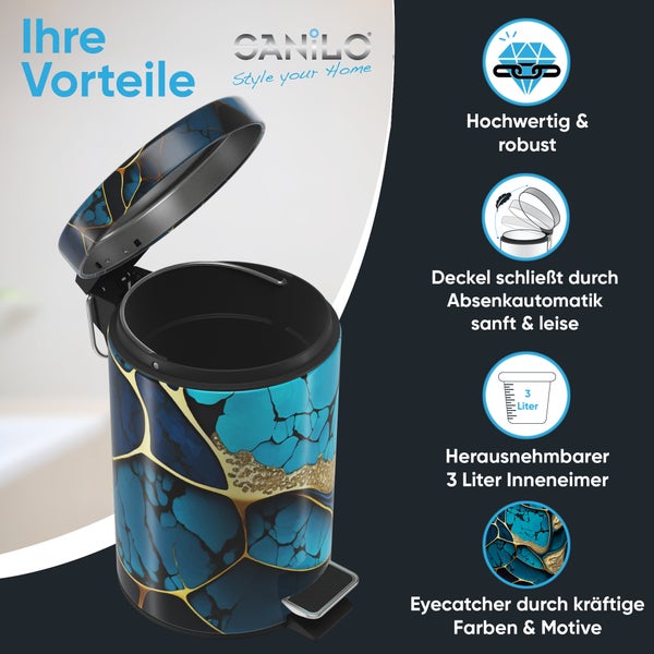 Treteimer mit einem Fassungsvermögen von drei Litern und einem herausnehmbaren Inneneimer