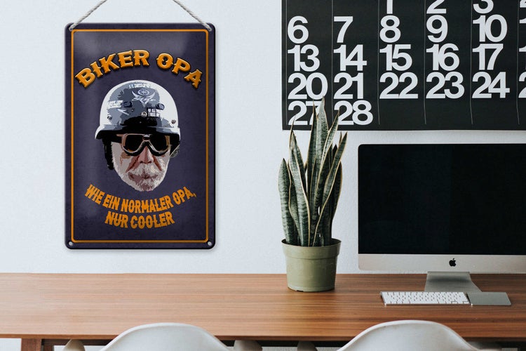Blechschild Spruch 20x30cm Biker Opa wie ein normaler Opa