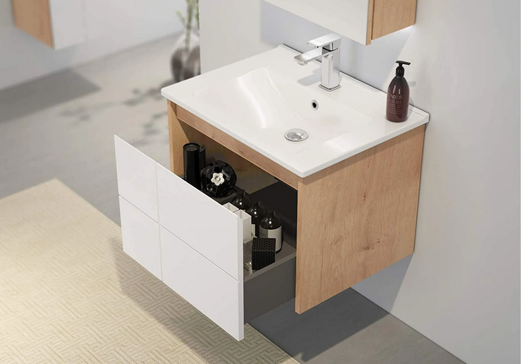 badmöbel Badezimmer Möbel 60x45 Unterschrank mit Waschbecken und Spiegelschrank 65 cm  x 48 Likyam