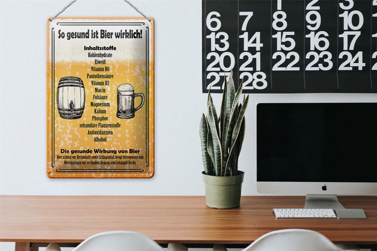Blechschild Spruch 20x30cm so gesund ist Bier wirklich
