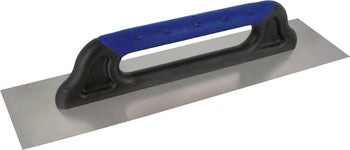 Glättkelle aus Edelstahl mit ergonomischem Kunststoffgriff zum Verputzen und Glätten von Oberflächen.