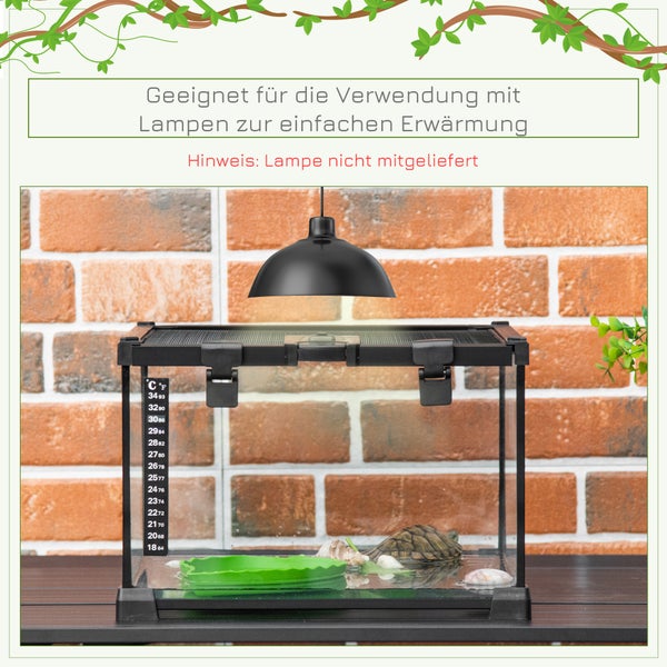 PawHut Reptile Box, 50L x 30B x 25H cm, Gehärtetes Glas, Stahl, Schwarz