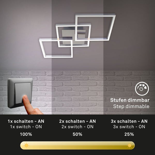 LED Deckenleuchte Dimmbar schwenkbar 36 W silber Metall-Kunststoff IP20 Briloner