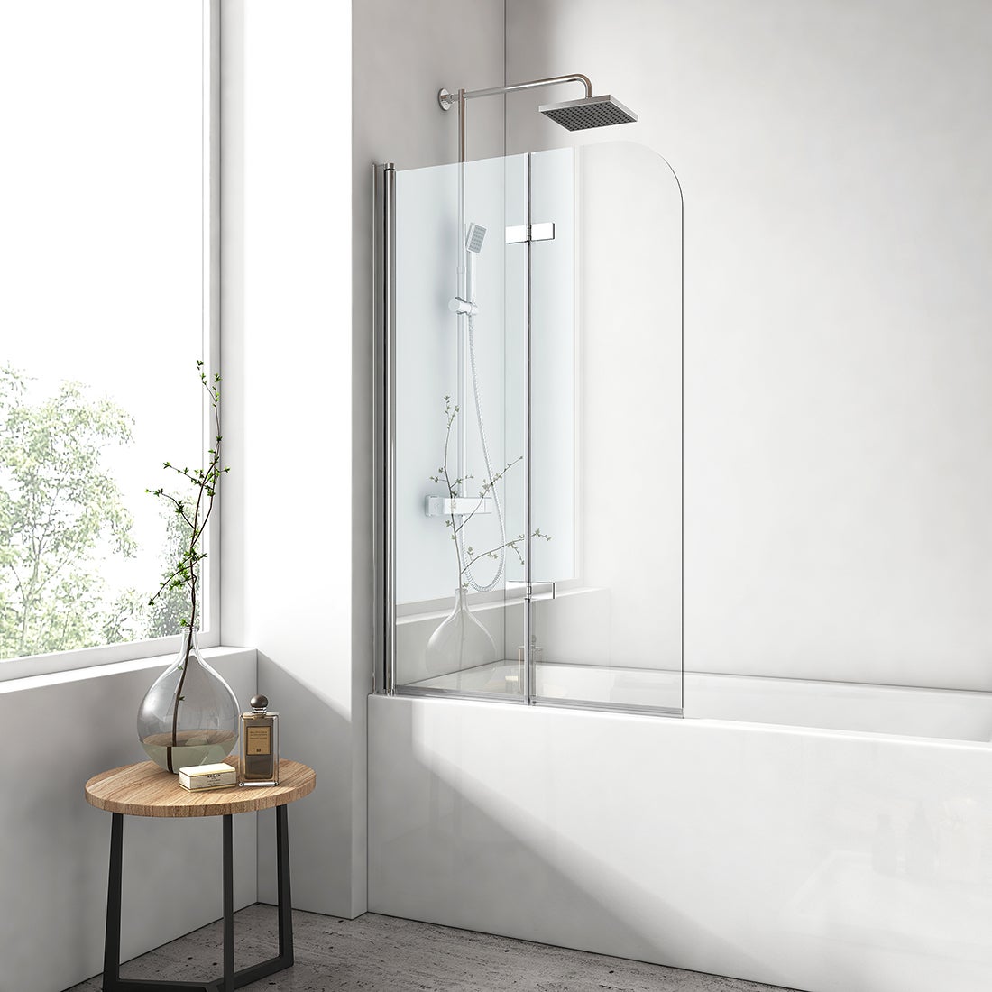 EMKE 120x140cm Duschtrennwand für Badewanne Faltwand Duschabtrennung Badewannenaufsatz NANO einfach-Reinigung Beschichtung
