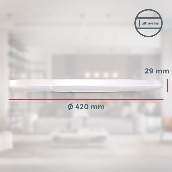 LED Panel Ø42 cm - 22W, 3000lm, dimmbar, flach, backlight, neutralweiß, weiß