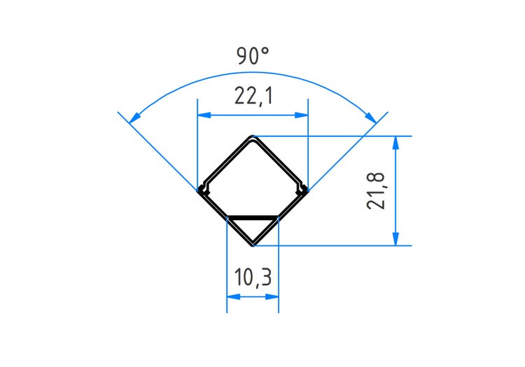 TIVENDIS Led Alu Profil 2 m ER9010 Komplett Set für Strip / Streifen bis 10 mm breit | Abdeckung satiniert milchig, Endkappen, Befestigungclips | L-Form Winkel Ecke Winkelprofil Eckprofil eloxiert