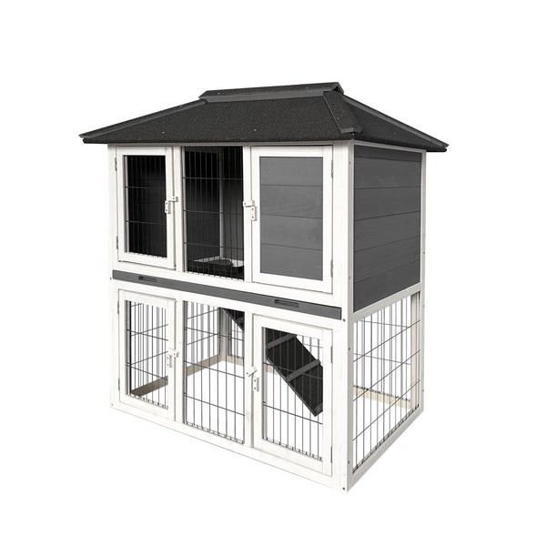 Home Deluxe Kaninchenstall TOCA – 115 x 115 cm | Wetterfestes Tannenholz-Gehege für drinnen & draußen