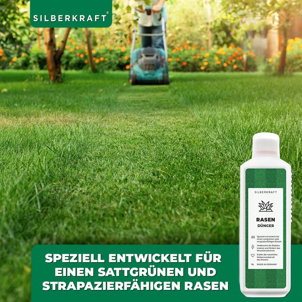SILBERKRAFT Rasen Dünger – NPK Flüssigdünger für dichten Rasen – 1 Liter