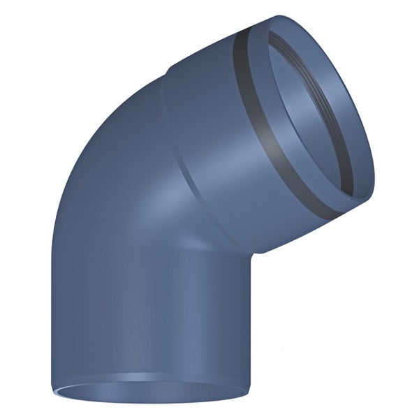 Hochtemperatur-Bogen 67 Grad aus Polypropylen mit Steckmuffe und Dichtungsring