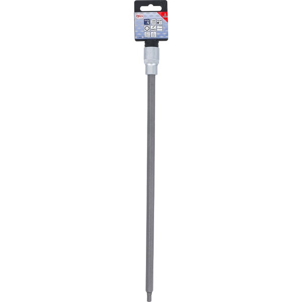 BGS technic Bit-Einsatz, Innensechskant 6 Millimeter, 350 Millimeter Länge, Antrieb 12,5 Millimeter, Chrom-Vanadium-S2-Stahl.