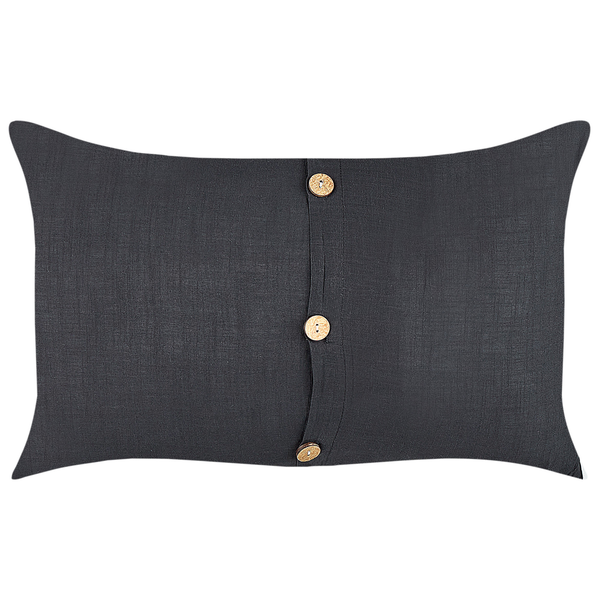Dekokissen 2er Set BANORI Leinen 30 x 50 cm Schwarz Ohne Muster