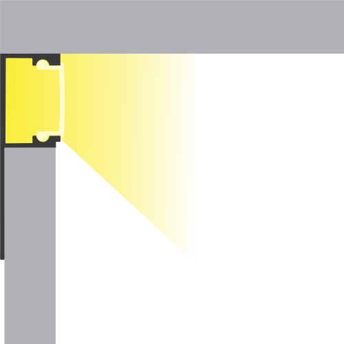 TIVENDIS Led Alu Profil 2 m TB4 mit Zubehör für Strip / Streifen bis 14 mm breit | Abdeckung satiniert milchig  |  Einbau Trockenbau Abschlussleiste Abschlussprofil Deckenleiste eloxiert