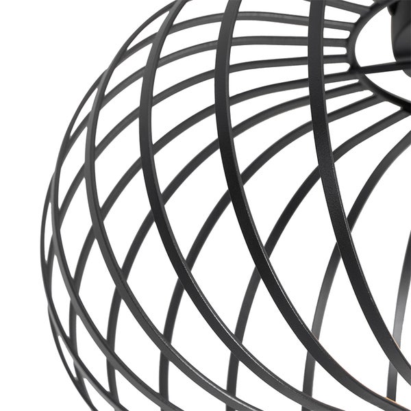 Detailansicht einer kugelförmigen Drahtleuchte