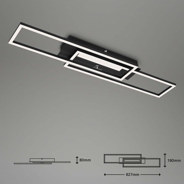 LED Deckenleuchte BRILONER LEUCHTEN FRAME MID, 40 W, 4400 lm, IP20, schwarz, Metall-Kunststoff, 82,7 x 19 x 8 cm