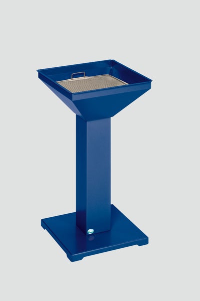 PROREGAL Eleganter Ascher Mit Standsicherer Bodenplatte Inkl. Kippensieb HxBxT 73 x 32,5 x 32,5 cm Verzinkter Stahl Blau