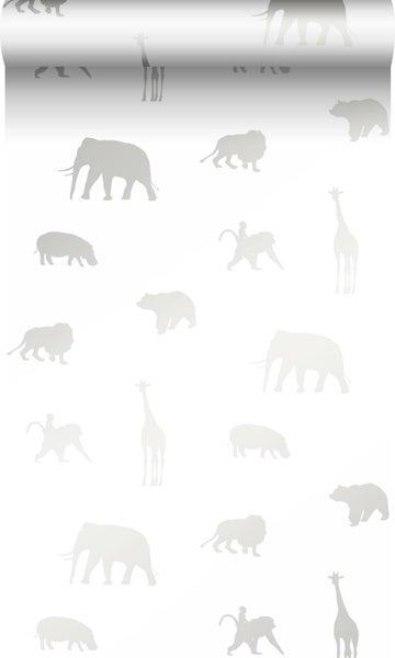 Origin Wallcoverings Tapete Tiere Weiß und Silber - 0,53 x 10,05 m - 347688