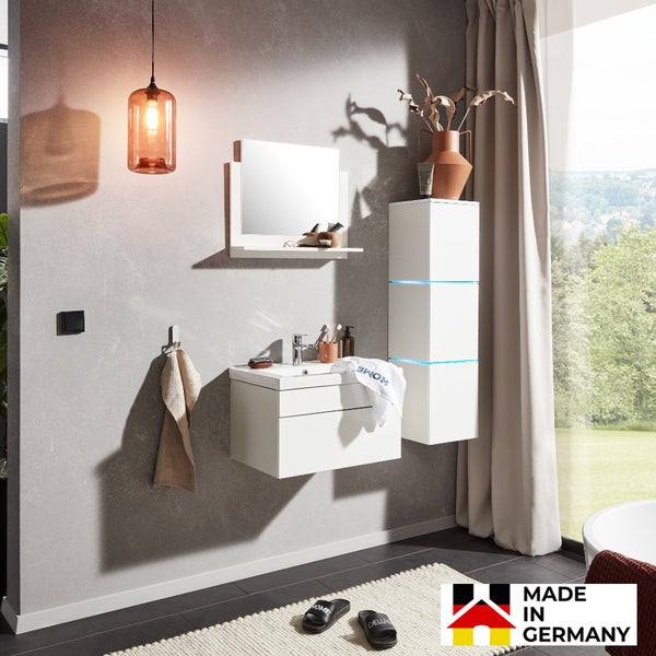 Home Deluxe - Badmöbel-Set - WANGEROOGE weiß - Large - inkl. Waschbecken und komplettem Zubehör - Breite Waschbecken: ca. 60 cm I Badezimmermöbel Waschtisch Badmöbelset