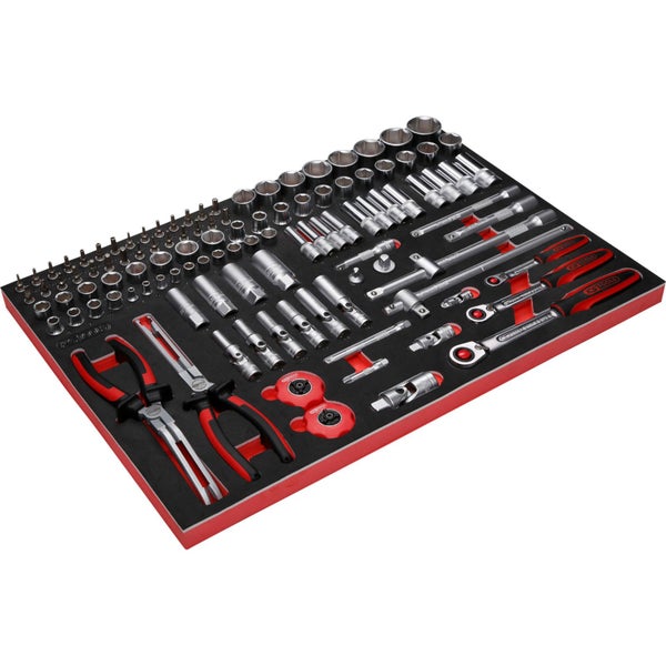 KS TOOLS 1/4 + 3/8 + 1/2 Steckschlüssel-Satz in Schaumstoffeinlage 111tlg. - 811.0111