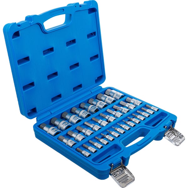 BGS Bit-Einsatz-Satz Antrieb Innenvierkant 6,3 mm (1/4) / 10 mm (3/8) / 12,5 mm (1/2) Innensechskant 2 - 19 mm / 1/4 - 9/16 Metrisch und Zollgrößen 32tlg. - 74258