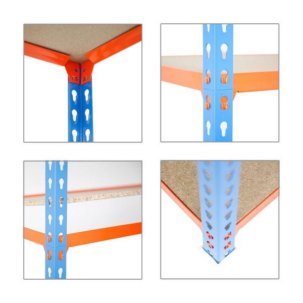 PROREGAL Schwerlastregal Big Muli HxBxT 200 x 110 x 50 cm 5 Fachböden Fachlast 200 kg Blau-Orange
