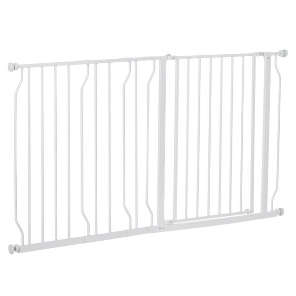 PawHut Schutzgitter, 145L x 3B x 76H cm, Stahl, ABS, Weiß