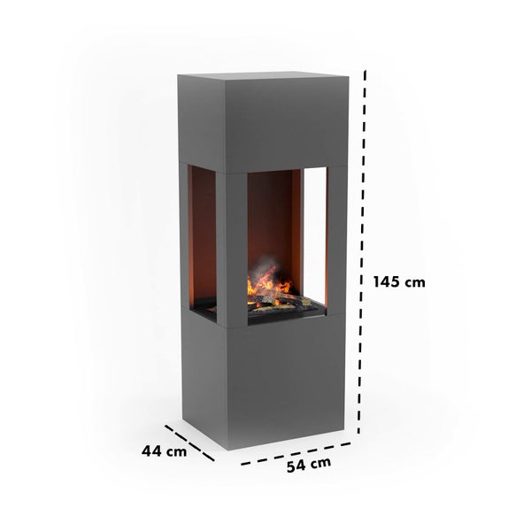 GLOW FIRE Elektrokamin 'Böll'| Wasserdampf Kamin mit OMC 400 inkl. Holz in weiß als Raumteiler | HxBxT: 145x54x44 cm