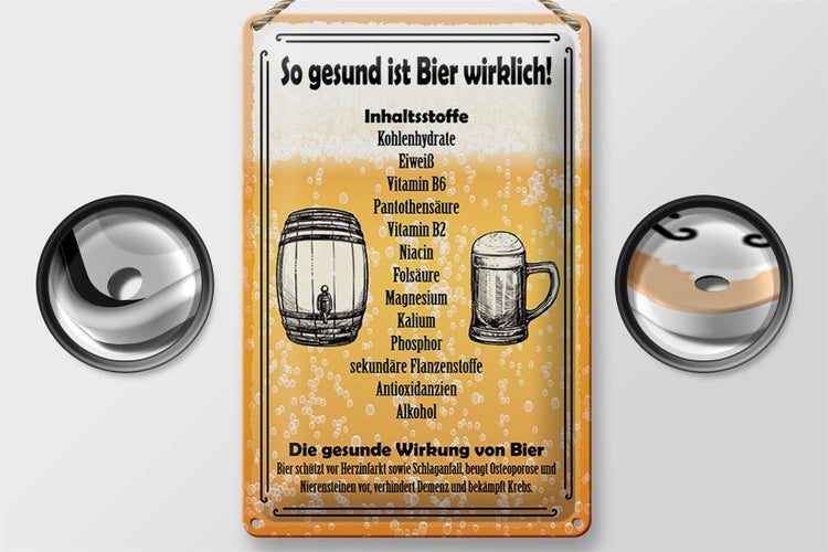 Blechschild Spruch 20x30cm so gesund ist Bier wirklich