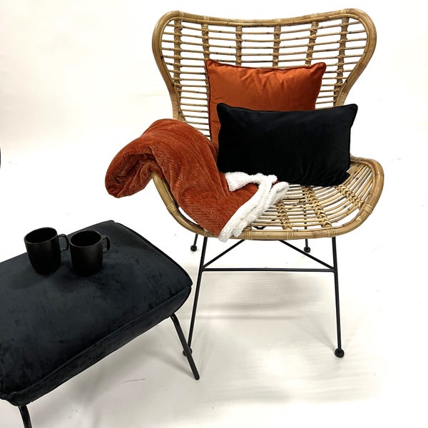 BOBBY - Wohndecke 150x200 cm - Fleece mit Sherpa-Futter - Potters Clay - orange