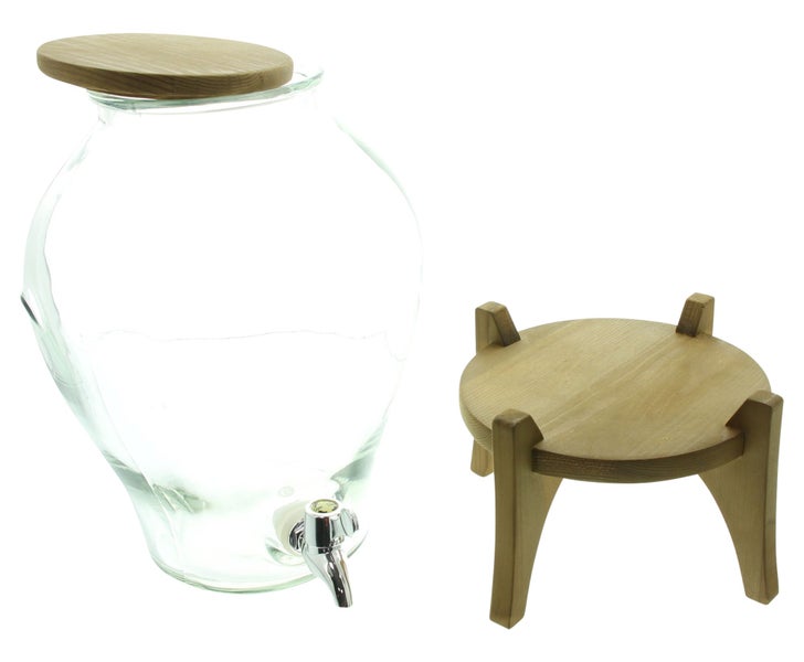 FRANK FLECHTWAREN | Saftspender Fresh up, GLAS, HOLZ, 22,5 x 13 x 40 cm