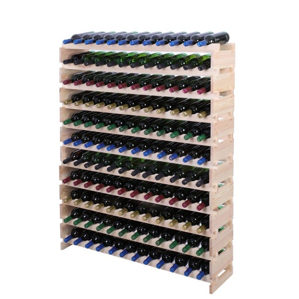 Weinregal VINOTECA FLEX PRO HxBxT 149x123x28cm 132 Flaschen auf 11 Ebenen Massives Kiefernholz Natur unbehandelt
