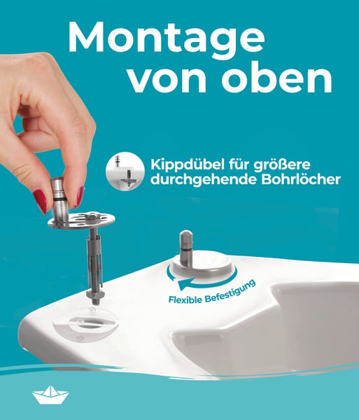 Calmwaters® WC-Sitz Rezyklat, Nachhaltiger Toilettendeckel, Made in EU, WC-Sitz mit Absenkautomatik, 100% recycelter Kunststoff, abnehmbar, Top-Fix, Rezyklat in Weiß