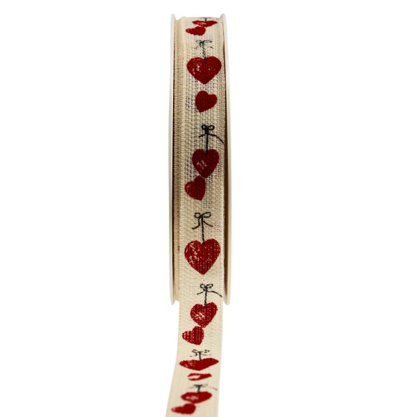 Dekoband mit Herzmotiven auf einer Rolle