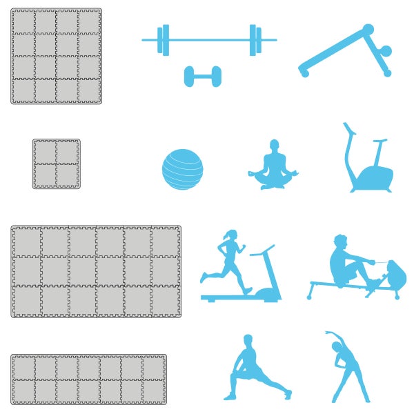 54x Fitness Bodenschutzmatte - 30x30 EVA Matte Sport Bodenmatte für Fitnessraum Schwarz