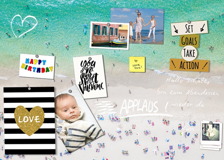 Pinnwand Magnetisches Memoboard |Tafel | Kalender | Wandkalender | 70x50cm | MMB0099 | Strand | Meer | Wandbild