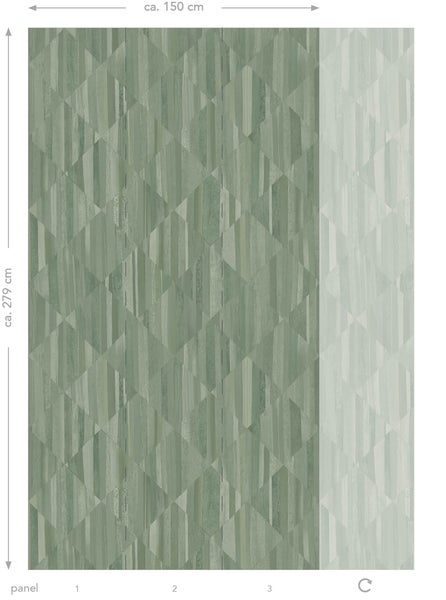 Tapetenpaneel mit geometrischem Muster, circa 150 cm breit und circa 279 cm hoch