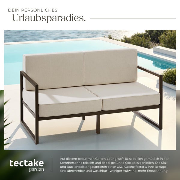 Garten-Loungesofa tectake Comosa 142 x 78 x 85 cm Dicke des Sitzpolsters 14 cm braun/beige
