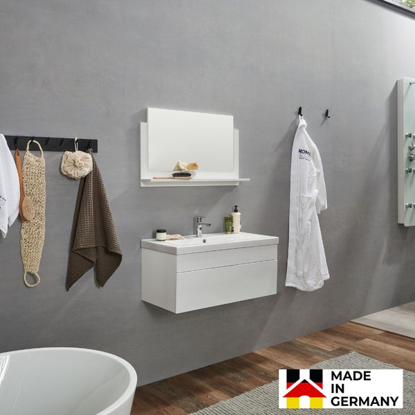 Home Deluxe - Badmöbel-Set - WANGEROOGE BIG Weiß - Medium - inkl. Waschbecken und komplettem Zubehör - Breite Waschbecken: ca. 80 cm I Badezimmermöbel Waschtisch Badmöbelset