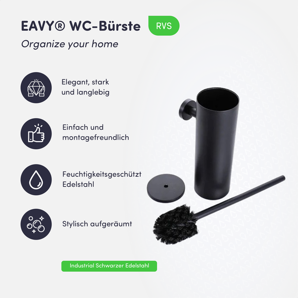 EAVY WC-Bürste mit Halter Edelstahl Schwarz Hängend