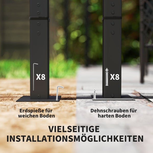 Outsunny Pergola 3x3m Garten Pavillon Terrassendachung aus Metall, Gartenpavillon mit Verstellbares Sonnendach, UV Schutz 30+ Freistehender Sonnenschutz für Terrasse und Garten, Beige