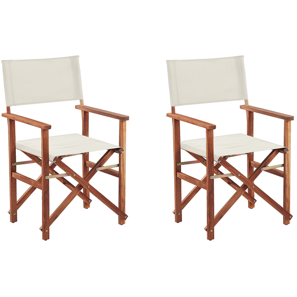 Gartenstuhl 2er Set CINE Akazienholz Cremeweiß