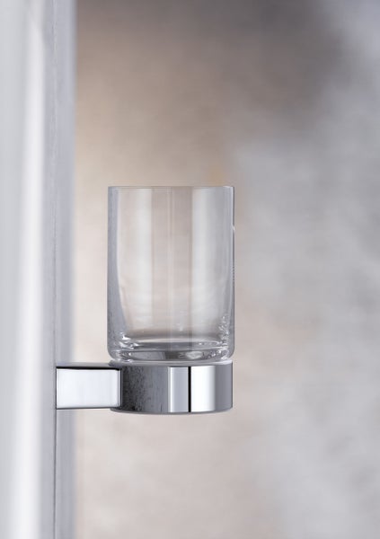 KEUCO Zahnputzbecher-Halter Aluminium (matt) und Acrylglas, Zahnbürstenhalter, Wandmontage, Plan