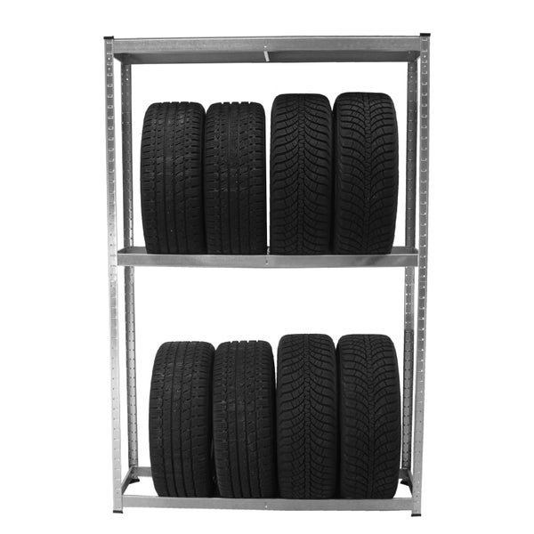 Metallregal mit zwei Ebenen zur Reifenlagerung