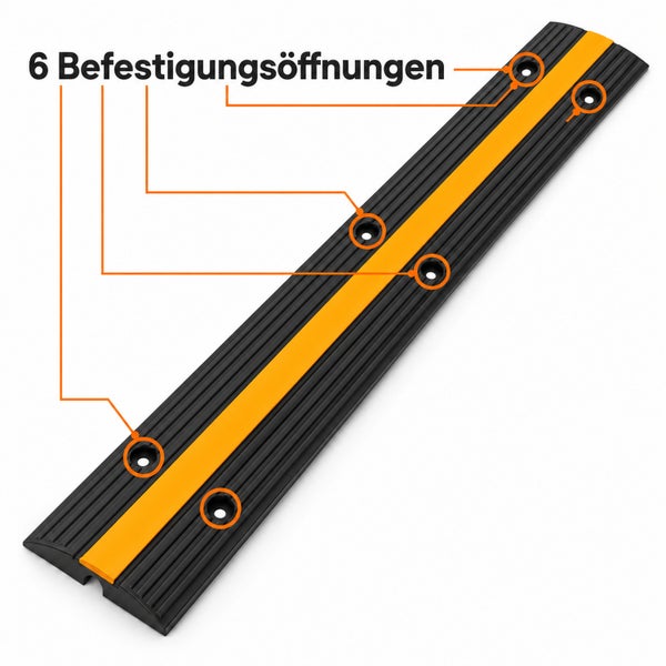 Kabelbrücke mit 6 Befestigungsöffnungen zur Bodenmontage.