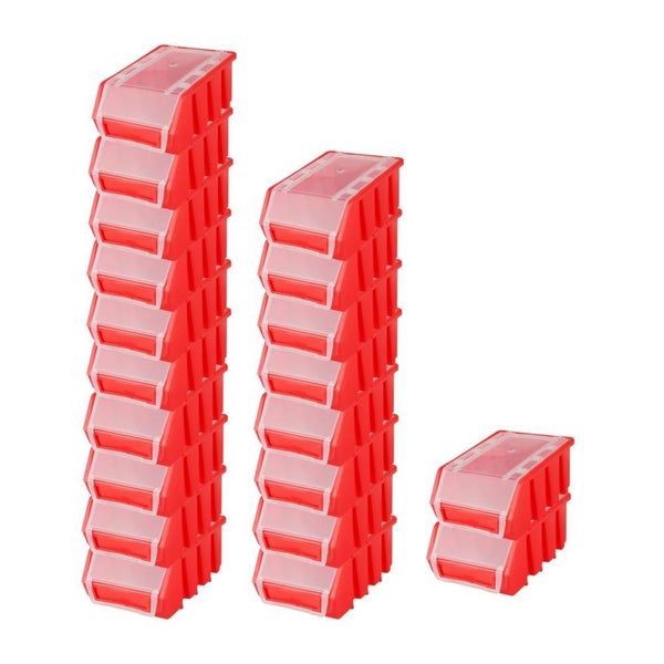 PROREGAL SuperSparSet 20x Sichtlagerbox 2 mit Deckel HxBxT 7,5 x 11,6 x 16,1 cm Polypropylen Rot