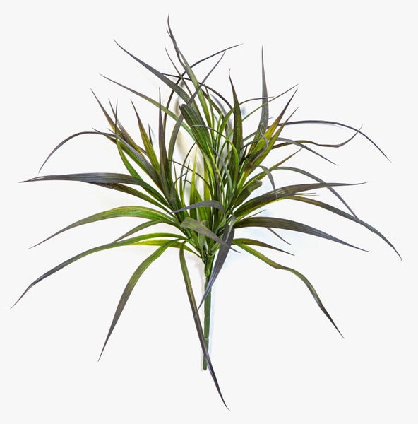 Künstlicher Grasbund mit langen schmalen Blättern in Grün und Dunkelbraun für Dekorationszwecke.