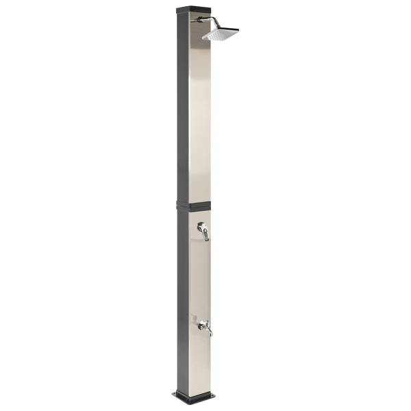 Gartendusche mit quadratischem Duschkopf und Wasserhahn