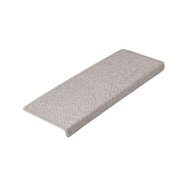 FLOORDIREKT Stufenmatte Sabang - Sisaloptik - Gekettelter Rand & Selbstklebend - Silber - 23,5 x 65cm - Rechteckig