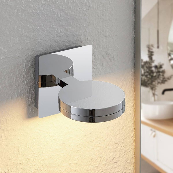 Lindby Wandleuchte, Wandlampe Bad Skrolla (spritzwassergeschützt (Modern) in Chrom aus Metall (1 flammig GX53 ) - Wandleuchten Spiegelleuchte Badezimmer Wandbeleuchtung Badezimmerleuchte